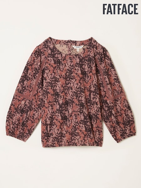 FatFace Cassie Purple Vintage Floral Broderie Top (F50234) | AED204