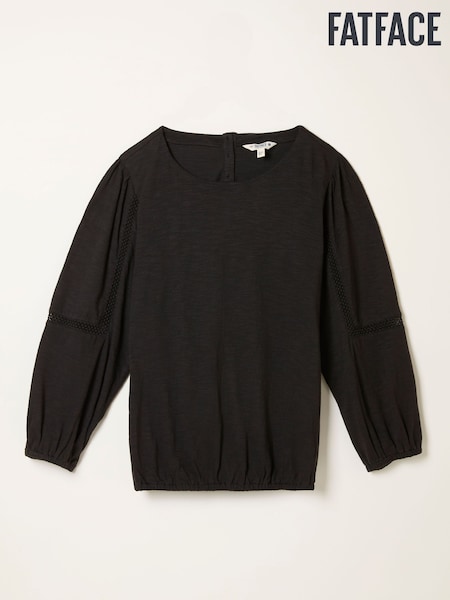 FatFace Cassie Black Broderie Top (F50239) | AED215