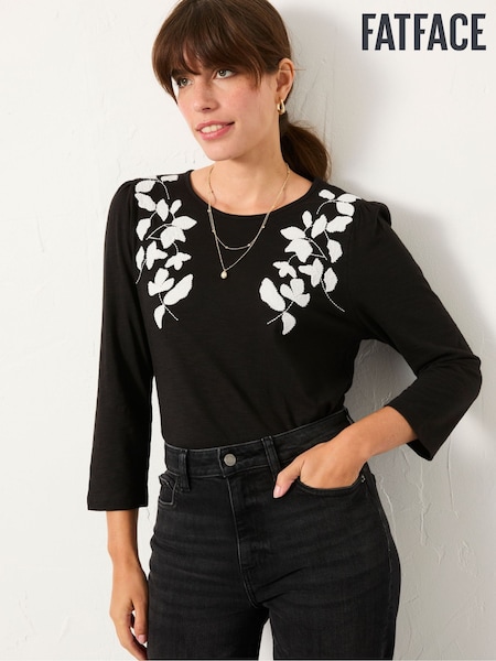 FatFace Ria Black Applique Detail Top (F50265) | €52