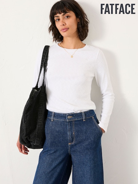 Branco - V&A | FatFace V&A | FatFace Long Sleeve Top (F50270) | R$ 290