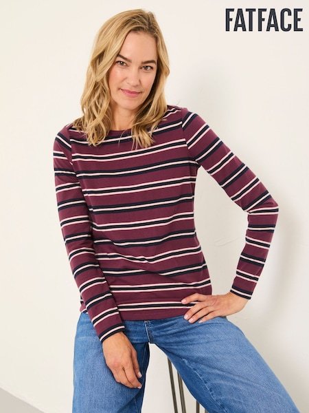 FatFace Breton Purple Stripe T Shirt (F50275) | €42