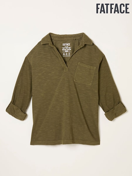 FatFace Paige Olive Green Jersey Shirt (F50276) | €50