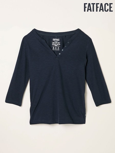 Marinha - FatFace 3/4 Sleeve T Shirt (F50279) | R$ 290