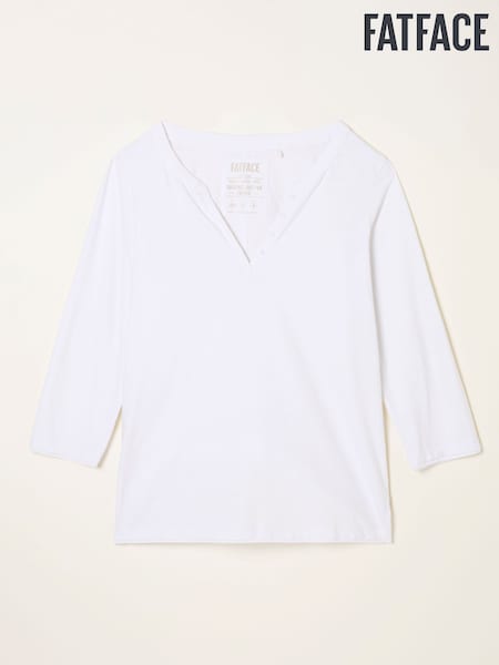 FatFace Aster White 3/4 Sleeve T Shirt (F50280) | €42