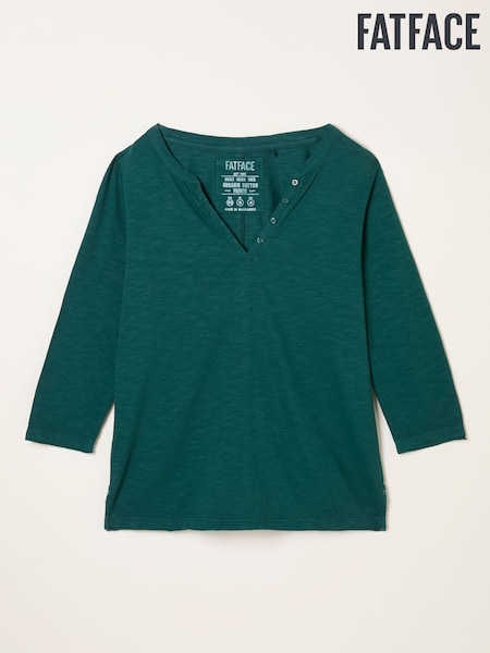 Azul azul-petróleo - FatFace 3/4 Sleeve T Shirt (F50282) | R$ 290