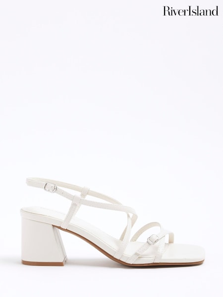 River Island White Strappy Block Heel Sandals (F50327) | 158 QAR