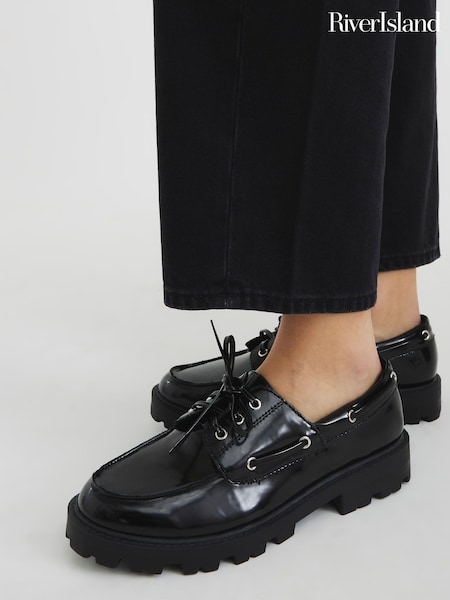River Island Black Boat Shoes (F50329) | €55