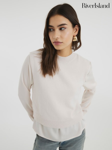 River Island Brown Satin Hybrid Jumper (F50346) | $70