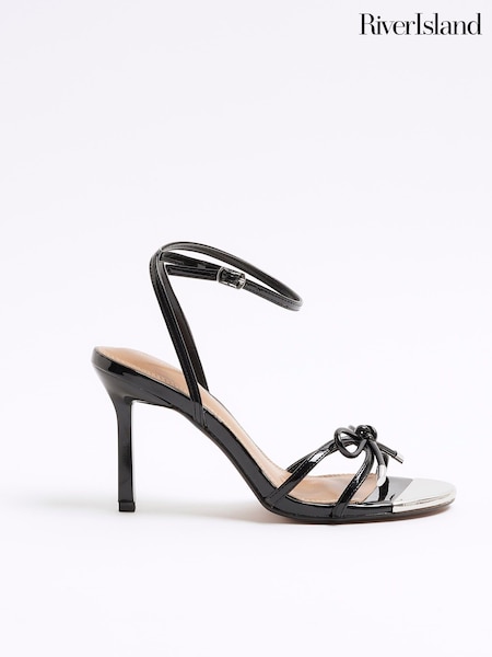 Negru - Sandale cu toc River Island Fundă (F50361) | 268 LEI