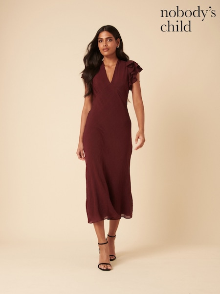 Nobodys Child Brown Plain Layla Midi Dress (F50486) | €117