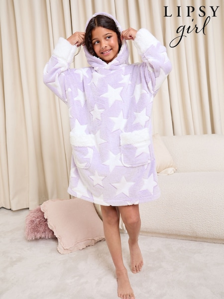 Lipsy Purple Star Soft Touch Fleece Snuggle Hoodie (5-16yrs) (F50495) | AED146 - AED192