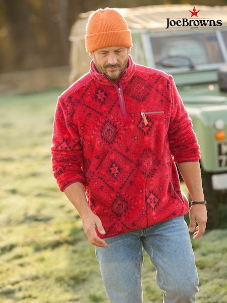 Joe Browns Red Bold Print 1/4 Zip Fleece (F50531) | R$ 630