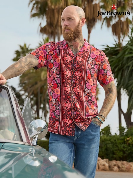 Joe Browns Pink Floral Print Short Sleeve Shirt (F50543) | R$ 425