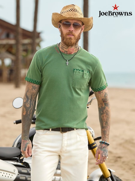 Joe Browns Green Contrast Stitch Short Sleeve T-Shirt (F50545) | €44