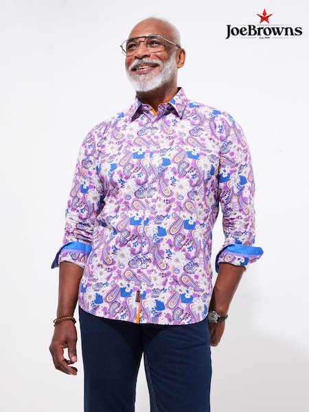 Joe Browns Purple Floral Paisley Long Sleeve 100% Cotton Shirt (F50549) | €60