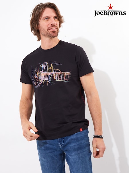 Joe Browns Black Bright Sketchy Graphic Print 100% Cotton T-Shirt (F50551) | €36