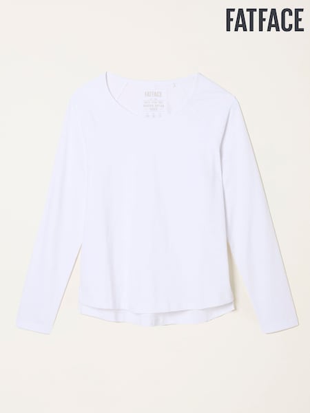 Branco - FatFace Long Sleeve T Shirt (F50560) | R$ 275