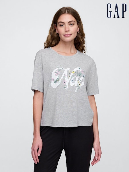 Gap Grey Floral Short Sleeve Pyjama T-Shirt (F50568) | €21