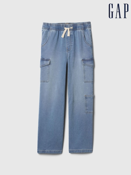 Gap Blue High Rise Wide Leg Cargo Pull On Jeans (4-13yrs) (F50586) | €39