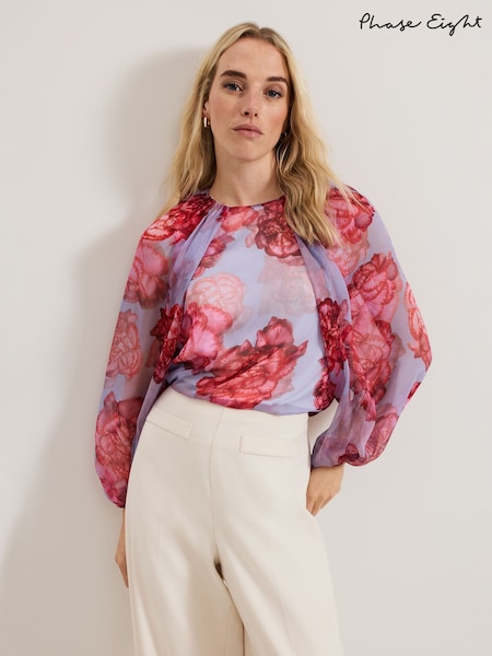 Phase Eight Blue Amara Silk Blouse (F50594) | AED693