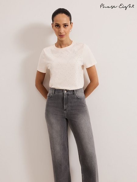 Phase Eight White Jada Stud T-Shirt (F50620) | €75