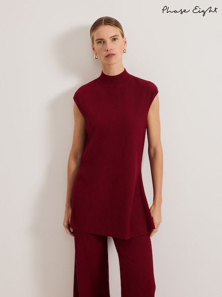 Phase Eight Red Lori Ribbed Tunic (F50633) | ₪397