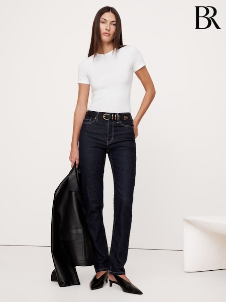 Banana Republic White Ribbed Short-Sleeve T-Shirt (F50643) | €36