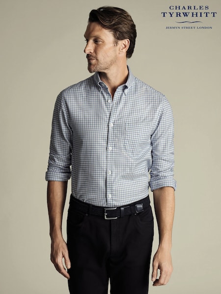 Charles Tyrwhitt Blue Slim Fit Check Non Iron Twill 100% Cotton Shirt (F50699) | €93