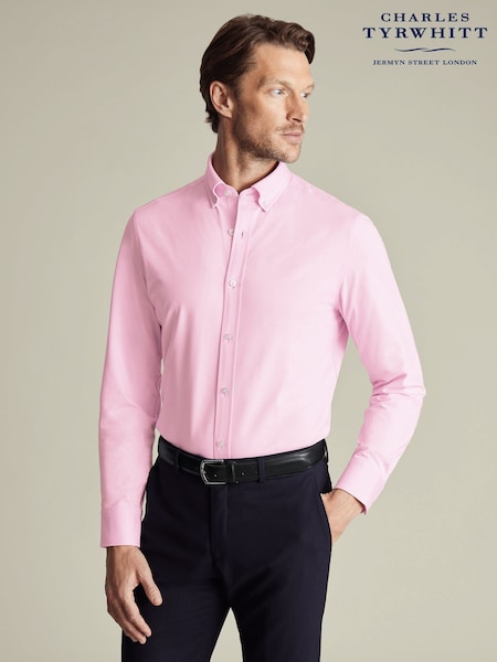Charles Tyrwhitt Pink Four Way Stretch Button Down Jersey Shirt (F50725) | €107