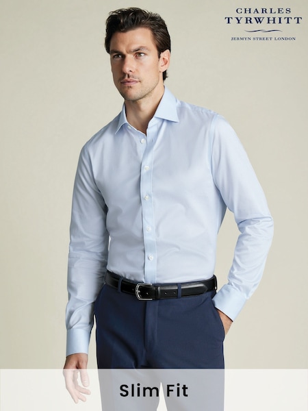 Charles Tyrwhitt Blue Slim Fit Egyptian Stripe 100% Cotton Shirt (F50763) | AED437