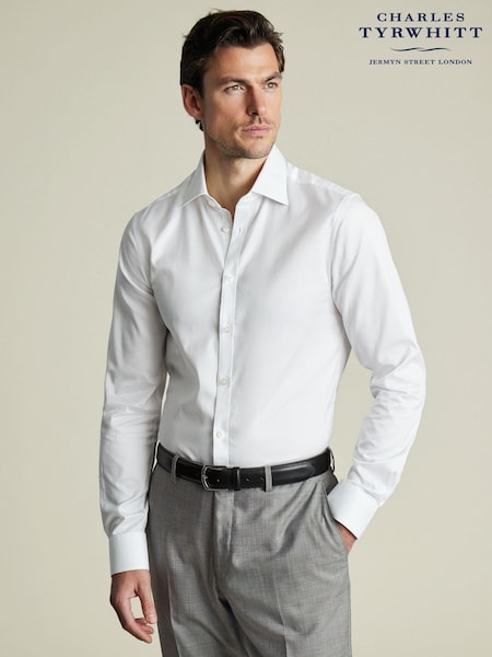 Charles Tyrwhitt White Slim Fit Egyptian 100% Cotton Stripe Shirt (F50764) | €99