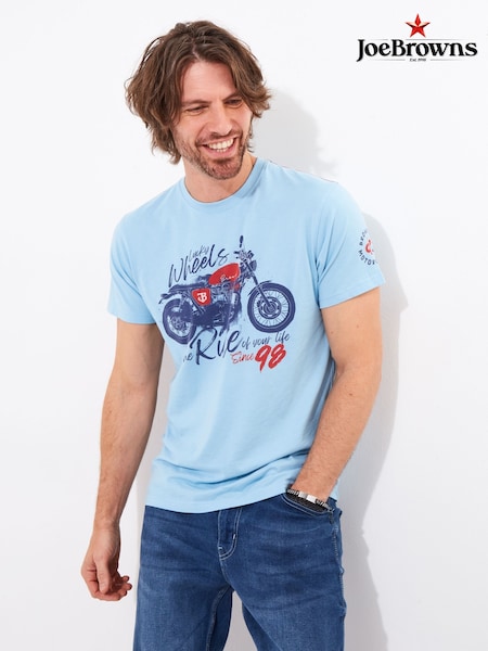 Joe Browns Blue Lucky Wheels Motorcycle T-Shirt (F50780) | 144 QAR