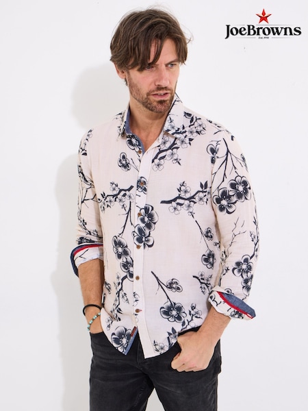 Joe Browns Pink Japanese-Inspired Floral Print Long Sleeve 100% Cotton Shirt (F50786) | €64