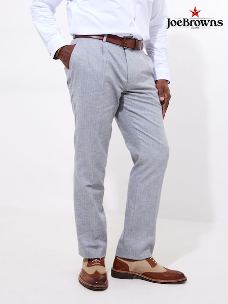 Joe Browns Grey Herringbone Linen Blend Suit Trousers (F50795) | AED431