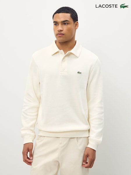 Lacoste Cream Classic Fit Polo Collar Ribbed Polo Shirt (F50816) | €184