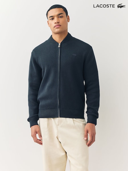 Lacoste Black Bomber Style Wool and Cotton Interlock Sweater (F50831) | €241