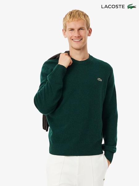 Lacoste Green Carded Wool Jersey Crew Neck Sweater (F50892) | €184