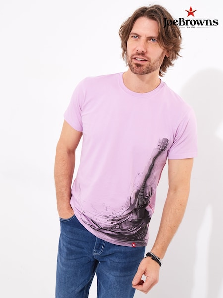 Joe Browns Purple Sketchy Guitar Graphic 100% Cotton T-Shirt (F50923) | 144 QAR