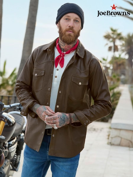 Joe Browns Brown Vintage Western Leather Shirt (F50934) | R$ 2,065