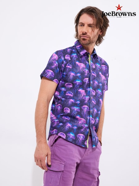 Joe Browns Purple Vibrant Jellyfish Print 100% Cotton Shirt (F50942) | €64