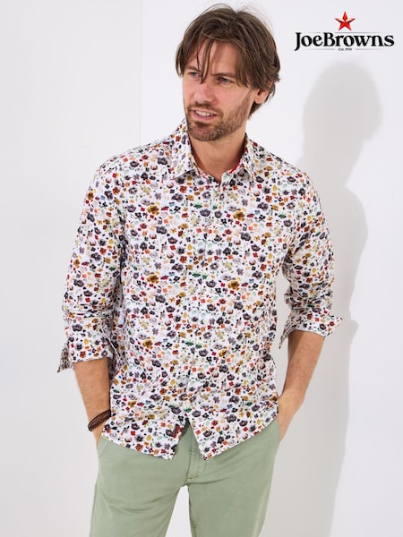 Joe Browns White Spring Ditsy Floral Print Long Sleeve 100% Cotton Shirt (F50946) | €64