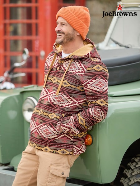 Joe Browns Red Print Warm Button Detail Hoodie (F50955) | R$ 590