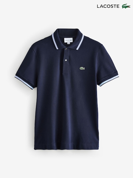 Lacoste Regular Fit Blue Fit L.12.12 Stripe Collar Piqué Polo Shirt (F50978) | €133