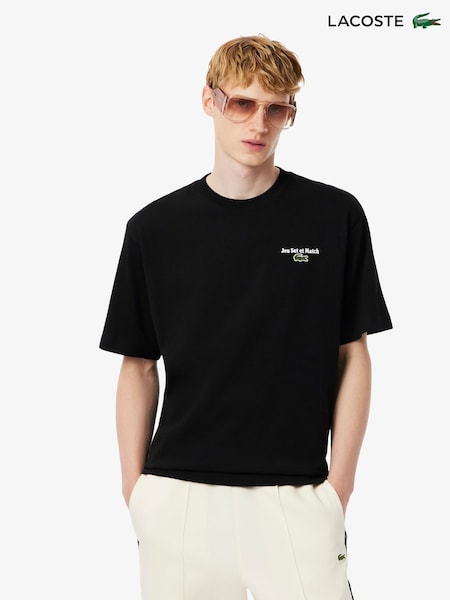Lacoste Black Loose Fit Heavy Jersey Printed T-Shirt (F50987) | €93