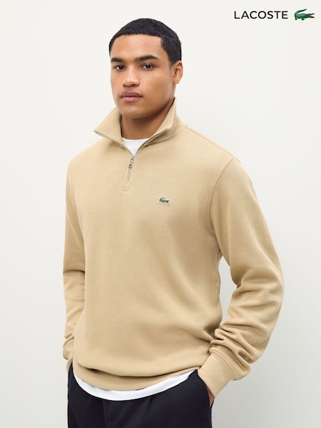 Lacoste Brown Regular Fit High Neck Zipped Sweatshirt (F50989) | €152