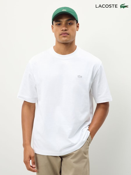 Lacoste White Loose Fit Heavy Cotton Jersey T-Shirt (F51002) | €86