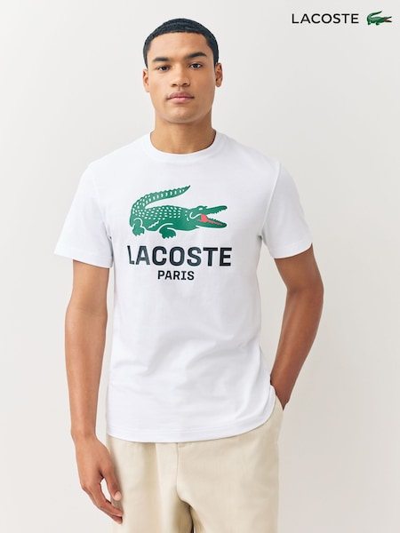 Lacoste White Regular Fit Printed Jersey T-Shirt (F51028) | €78