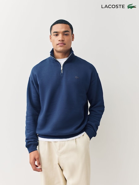 Lacoste Blue Loose Fit Zip Neck Fleece Sweatshirt (F51076) | € 211