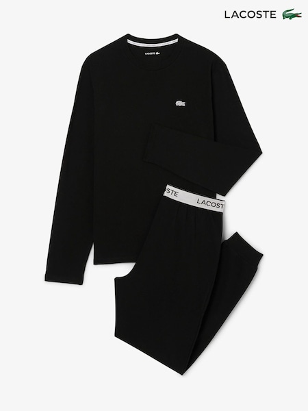 Lacoste Black Silver Waist Jersey Pajamas Set (F51079) | €108