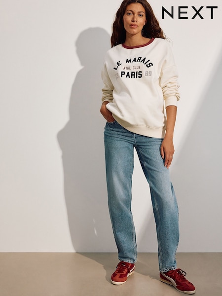 Denim albastru nuanță medie - Blugi drepţi maternitate (F51123) | 287 LEI